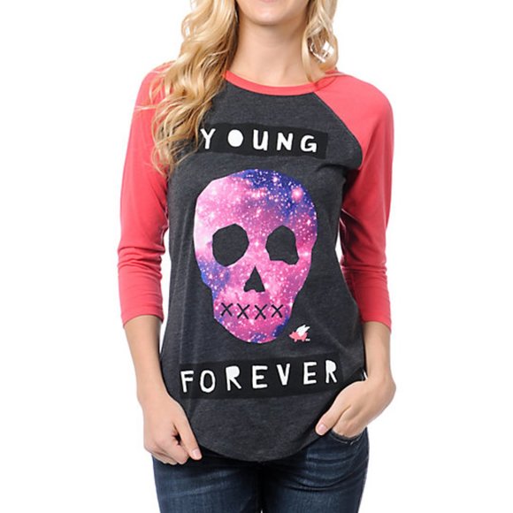 GLMAR KLLS Young Forever Galaxy Skull Top - Picture 1 of 7